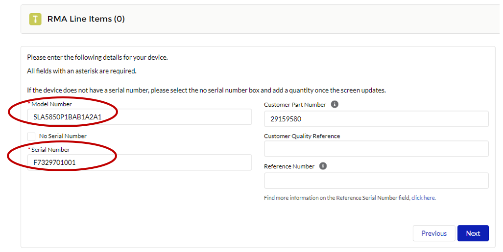 Service - Customer Portal - Create RMA
